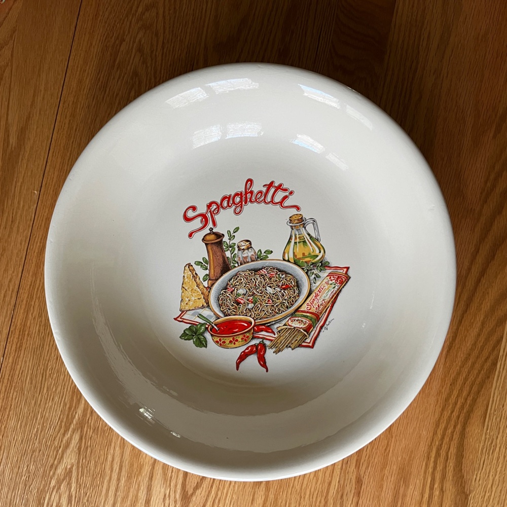 Vintage White Spaghetti Serving Bowl